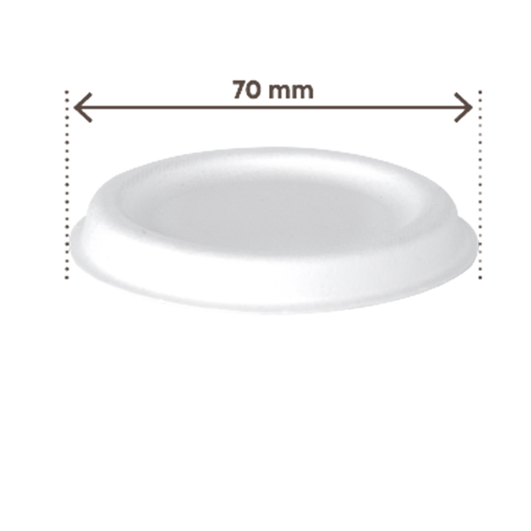  Coperchio in canna da zucchero - per coppetta porta salsa monouso 60 ml - bianco - Signor Bio - conf. 100 pezzi 