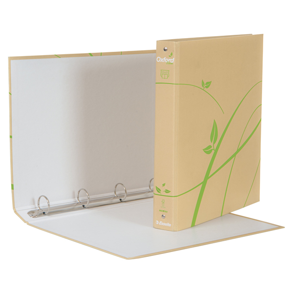  Raccoglitore Oxford Green - 22 x 30 cm - 4 anelli tondi 30 mm - dorso 4 cm - carta riciclata - avana - Esselte 