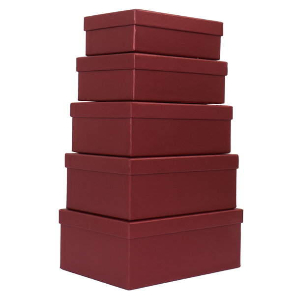  Set scatole regalo - dimensioni assortite - fantasia Burgundy - conf. 5 pezzi 
