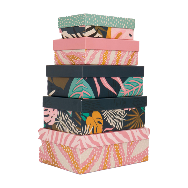  Set scatole regalo - dimensioni assortite - fantasia Breeze - conf. 5 pezzi 
