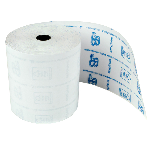  Rotolo registratore cassa - 57,5 mm x 80 m - 55 gr - diametro esterno 77 mm - anima 12 mm - carta termica BPA free - Sabacart - blister 10 pezzi 
