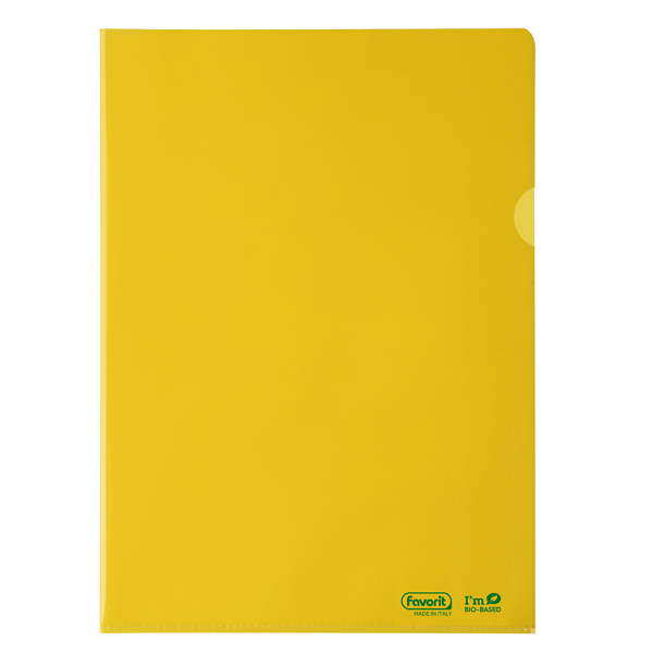  Cartellina a L BioBased - 22 x 30 cm - PE riciclato - liscio pesante - giallo - Favorit - conf. 25 pezzi 