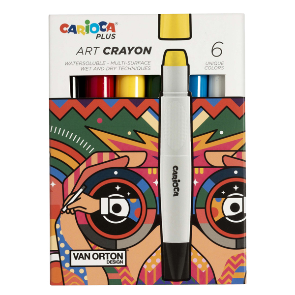  Pastello a cera Art Crayon - Ø 10 mm x 138 mm - colori assortiti - Carioca Plus - conf. 6 pezzi 