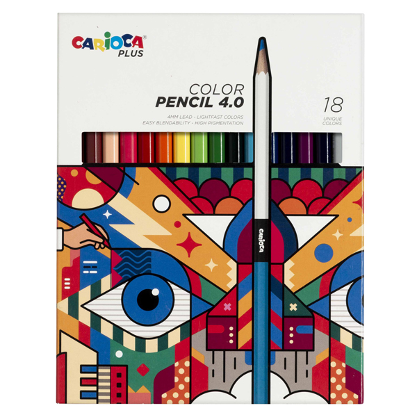  Matita colorata Color Pencil 4.0 - mina 4 mm - colori assortiti - Carioca Plus - conf. 18 pezzi 