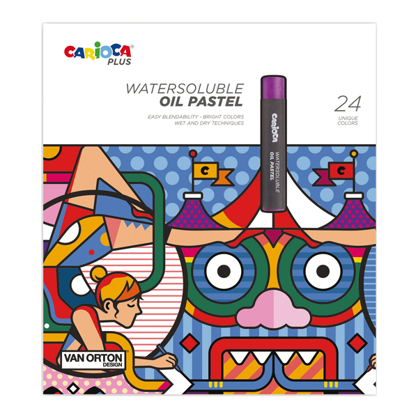  Pastello a olio - lunghezza 60 mm - colori assortiti - Carioca Plus - conf. 24 pezzi 