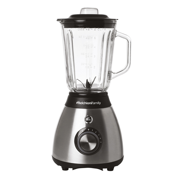  Frullatore Frullo Glass - con bicchiere in vetro - 600 W - nero/argento - Melchioni family 