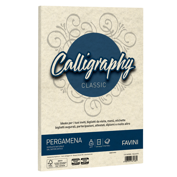  Carta Calligraphy Pergamena - A3 - 190 gr - naturale 06 - Favini - conf. 250 fogli 