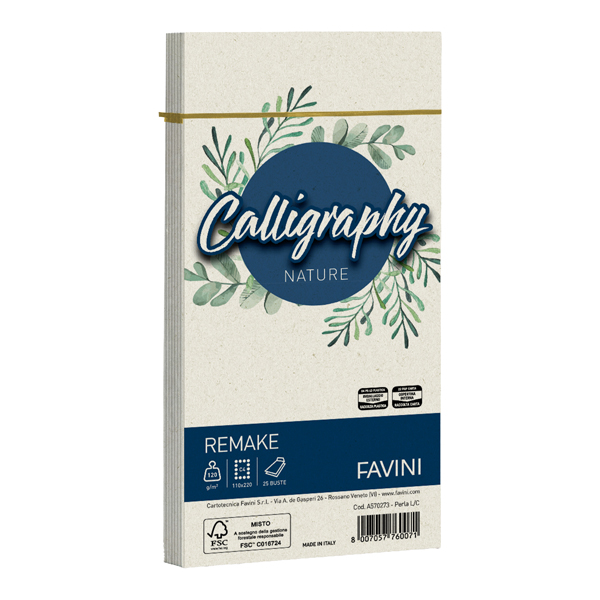  Busta Calligraphy Remake - 110 x 220 mm - 120 gr - perla - Favini - conf. 25 pezzi 