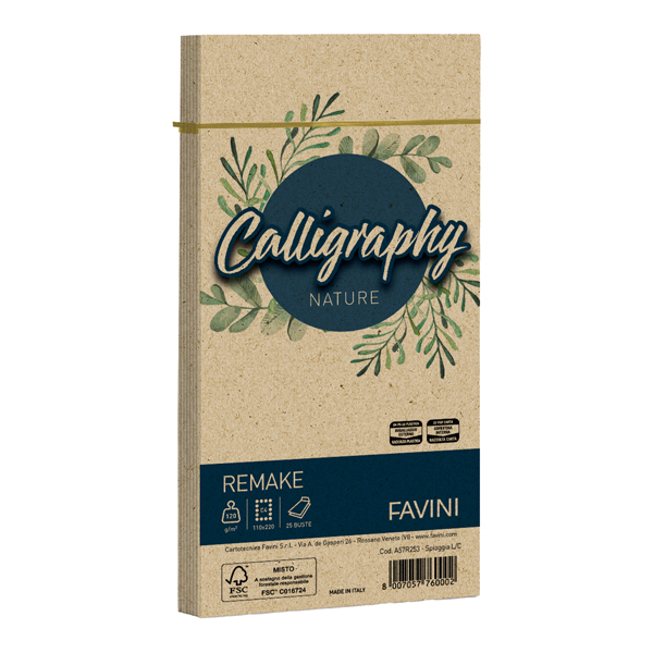  Busta Calligraphy Remake - 110 x 220 mm - 120 gr - spiaggia - Favini - conf. 25 pezzi 
