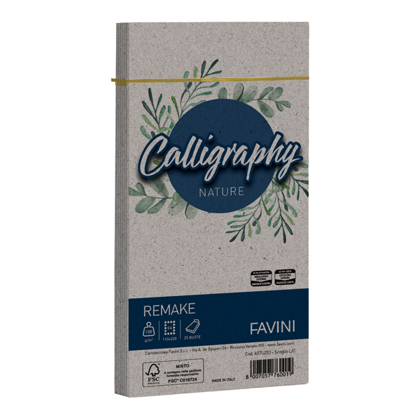  Busta Calligraphy Remake - 110 x 220 mm - 120 gr - scoglio - Favini - conf. 25 pezzi 