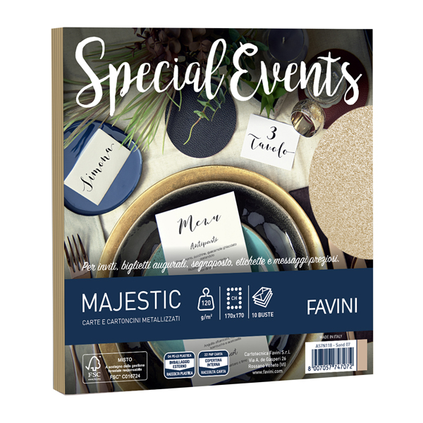  Busta Special Events - 170 x 170 mm - 120 gr - sabbia - Favini - conf. 10 buste 
