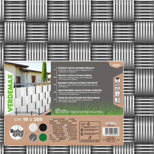  Striscia di occultazione privacy - 19 x 205 cm - PVC - grigio - Verdemax 