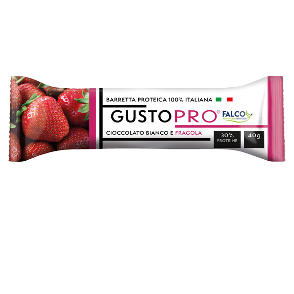  Barretta proteica GustoPro - cioccolato bianco/fragola - 40 gr - Falco 
