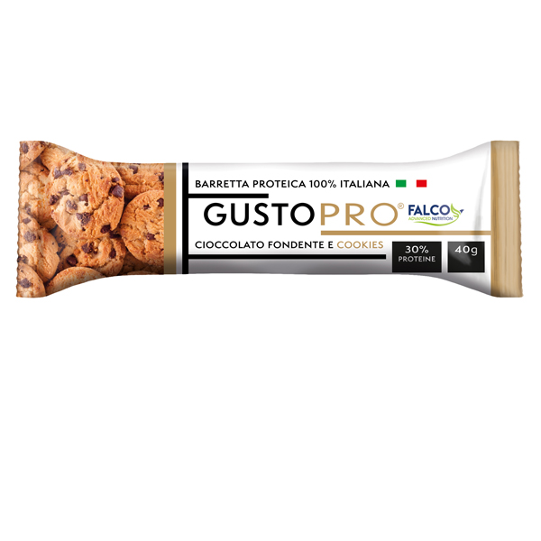  Barretta proteica GustoPro - cioccolato fondente/cookie - 40 gr - Falco 