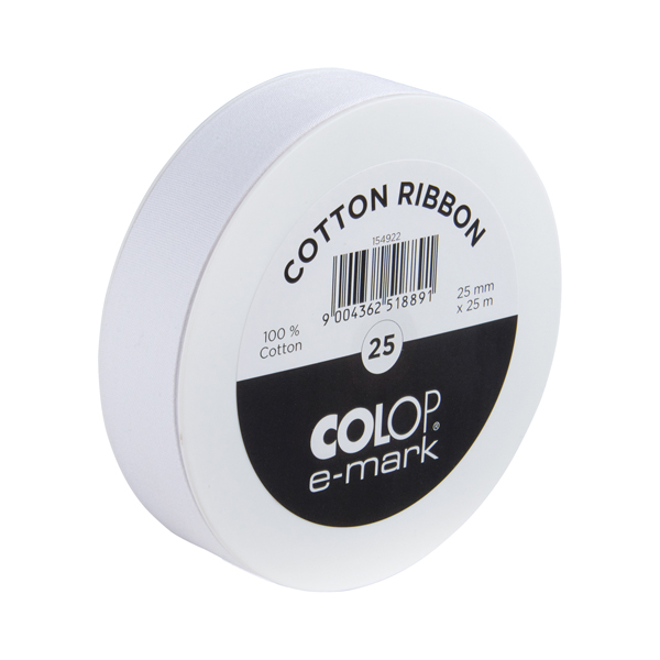  Nastro in cotone E-mark - 25 mm x 25 m - bianco - Colop 