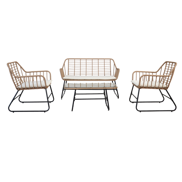 Salotto Cebu - polyrattan naturale - Garden Friend - set 4 elementi 