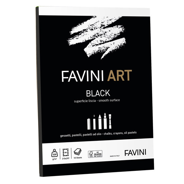  Album collato Black - A4 - 320 gr - 10 fogli - Favini Art 