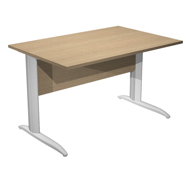  Scrivania lineare Easy - 160 x 80 x 72 cm - Rovere/grigio alluminio 