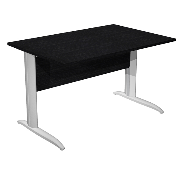  Scrivania lineare Easy - 140 x 80 x 72 cm - Nero venato/grigio alluminio 