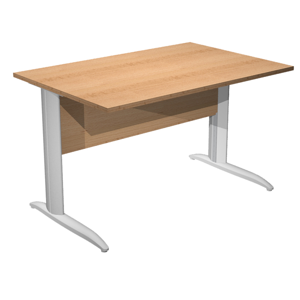  Scrivania lineare Easy - 120 x 80 x 72 cm - Faggio/grigio alluminio 