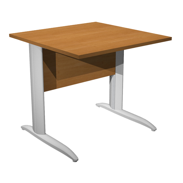  Scrivania lineare Easy - 80 x 80 x 72 cm - Noce chiaro/grigio alluminio 