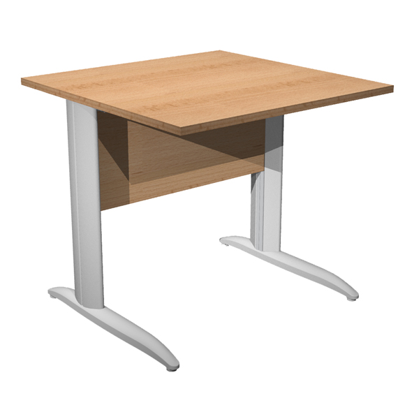  Scrivania lineare Easy - 80 x 80 x 72 cm - Faggio/grigio alluminio 