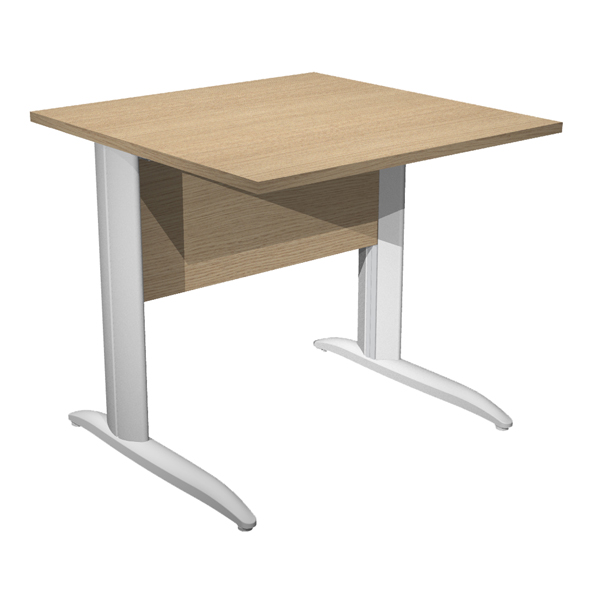  Scrivania lineare Easy - 80 x 80 x 72 cm - Rovere/grigio alluminio 