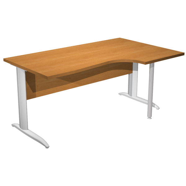  Scrivania Compact Destro Easy - 160 x 60/80/100 cm - Noce chiaro/grigio alluminio 