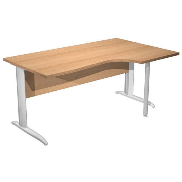  Scrivania Compact Destro Easy - 160 x 60/80/100 cm - Faggio/grigio alluminio 