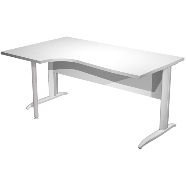  Scrivania Compact Sinistro Easy - 160 x 60/80/100 cm - Bianco/grigio alluminio 