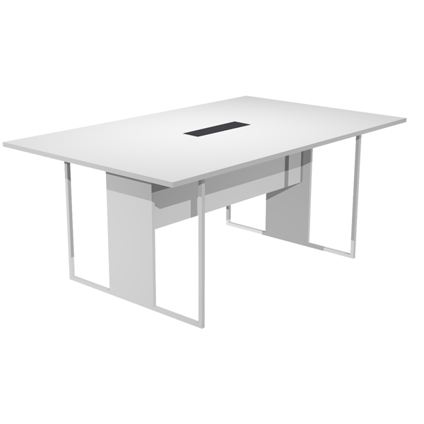  Tavolo riunione Essence - 180 x 110 cm - Bianco - Gamba bianca - Top nero 