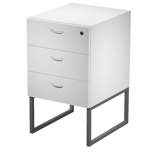  Cassettiera Essence - 3 cassetti - con supporto metal - 41,5 x 49,5 x 57,6 cm - Bianco/Antracite 