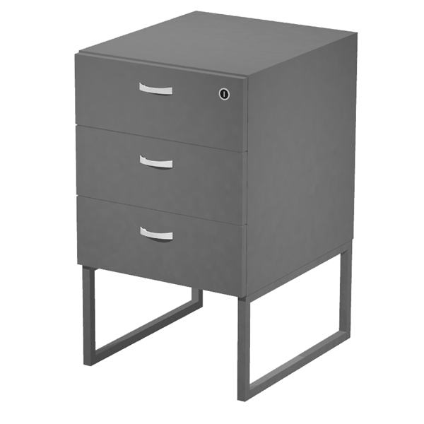  Cassettiera Essence - 3 cassetti - con supporto metal - 41,5 x 49,5 x 57,6 cm - Antracite/Antracite 