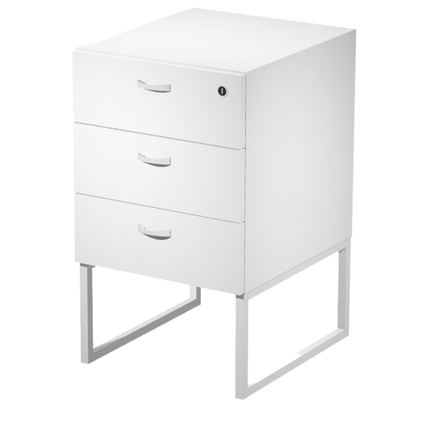  Cassettiera Essence - 3 cassetti - con supporto metal - 41,5 x 49,5 x 57,6 cm - Bianco/Bianco 