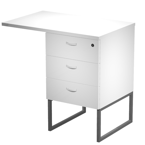  Cassettiera Essence - 3 cassetti - con supporto metal e top - 41,5 x 49,5 x 57,6 cm - Bianco/Antracite 