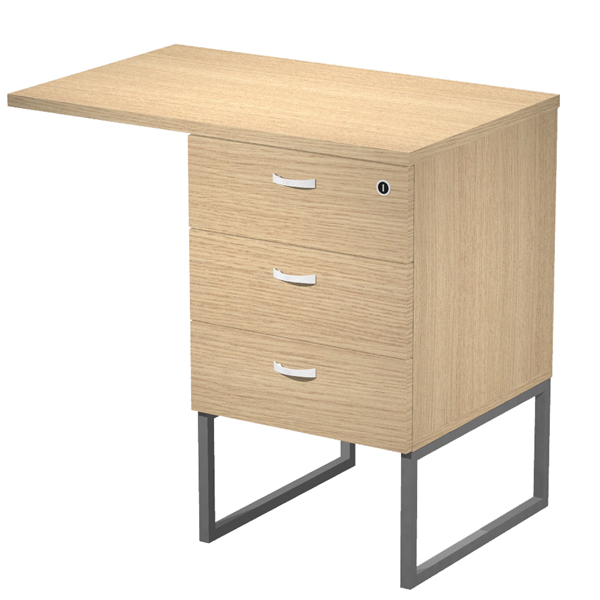  Cassettiera Essence - 3 cassetti - con supporto metal e top - 41,5 x 49,5 x 57,6 cm - Rovere/Antracite 