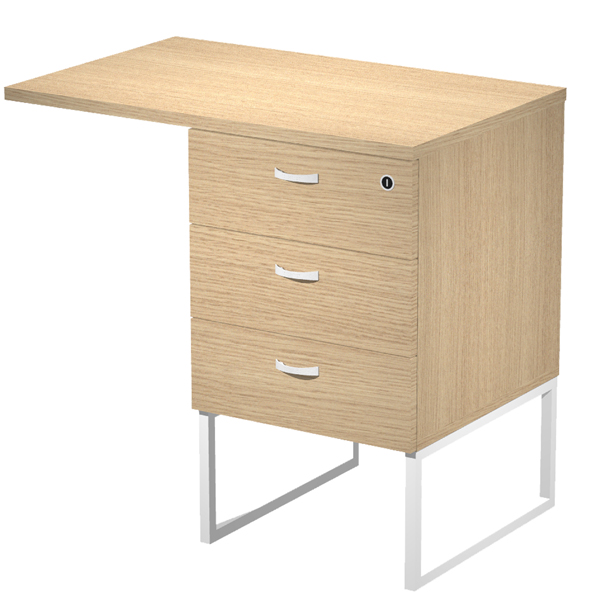  Cassettiera Essence - 3 cassetti - con supporto metal e top - 41,5 x 49,5 x 57,6 cm - Rovere/Bianco 