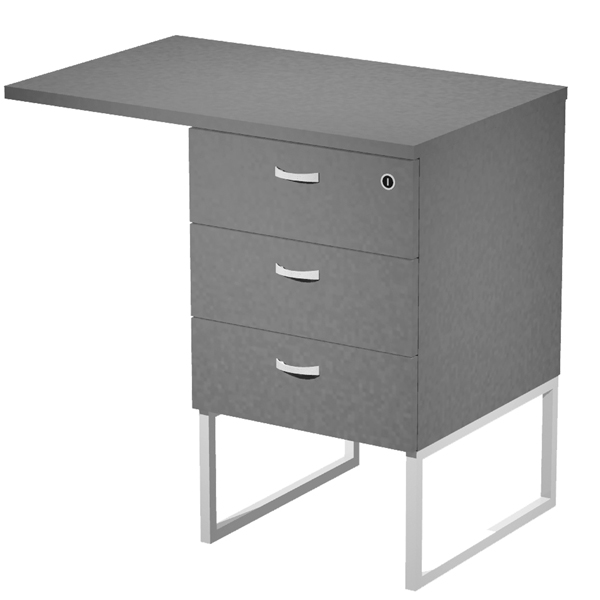  Cassettiera Essence - 3 cassetti - con supporto metal e top - 41,5 x 49,5 x 57,6 cm - Antracite/Bianco 