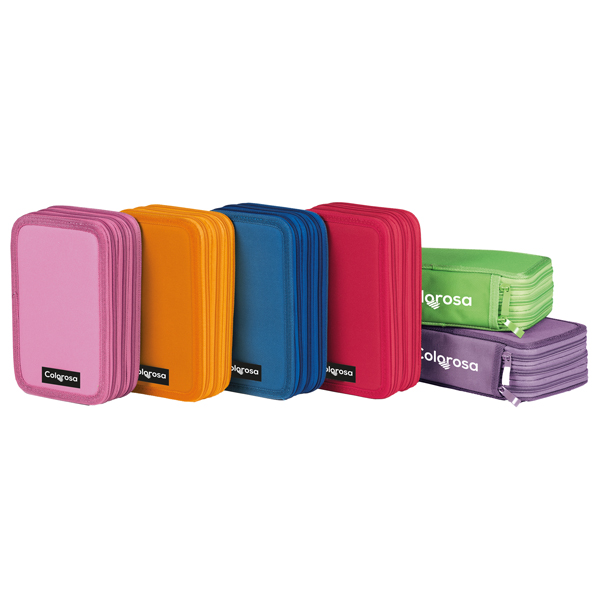  Astuccio Colors 3 zip - 13 x 20 x 7,5 cm - tessuto - colori assortiti - Colorosa 