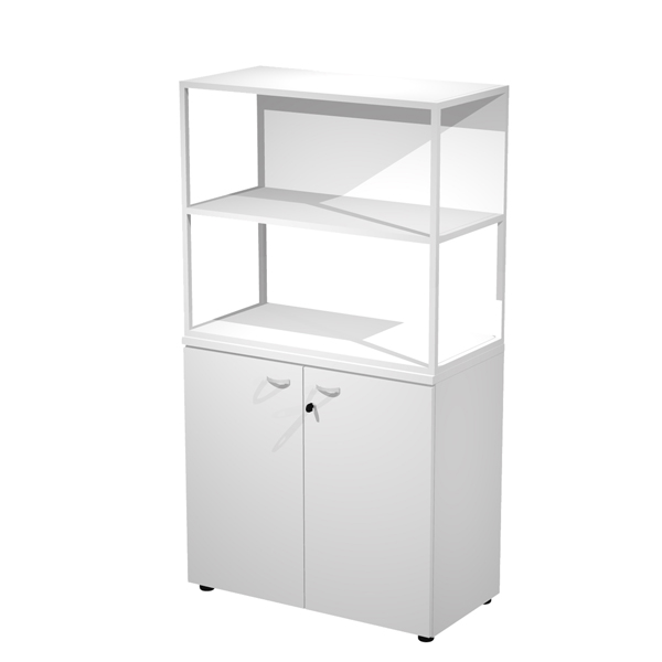  Libreria media metal + armadio basso Essence - 90 x 46 x 165 cm - Bianco/bianco/bianco/bianco 