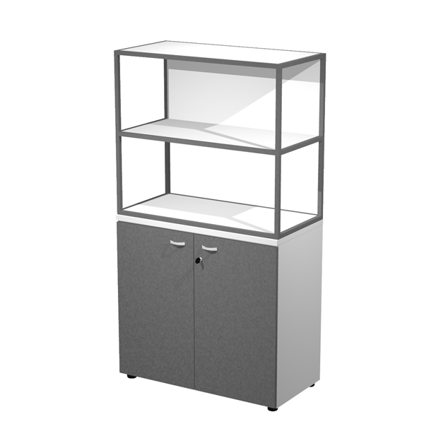  Libreria media metal + armadio basso Essence - 90 x 46 x 165 cm - Bianco/antracite/bianco/antracite 