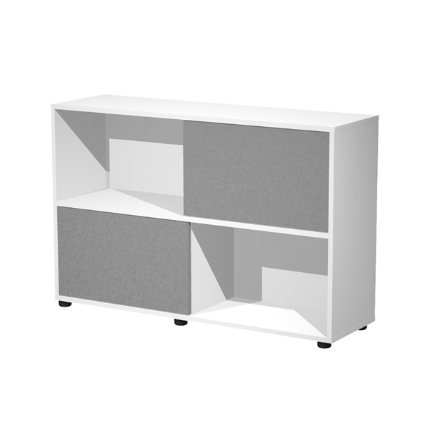  Libreria bassa Essence - 2 ante scorrevoli - bianco/antracite 