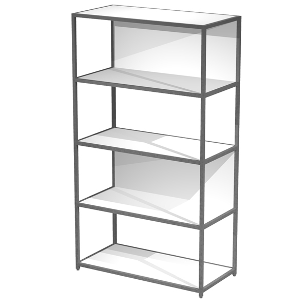  Libreria 5 ripiani Modular - 90 x 44 x 161 cm - struttura metal antracite - bianco 