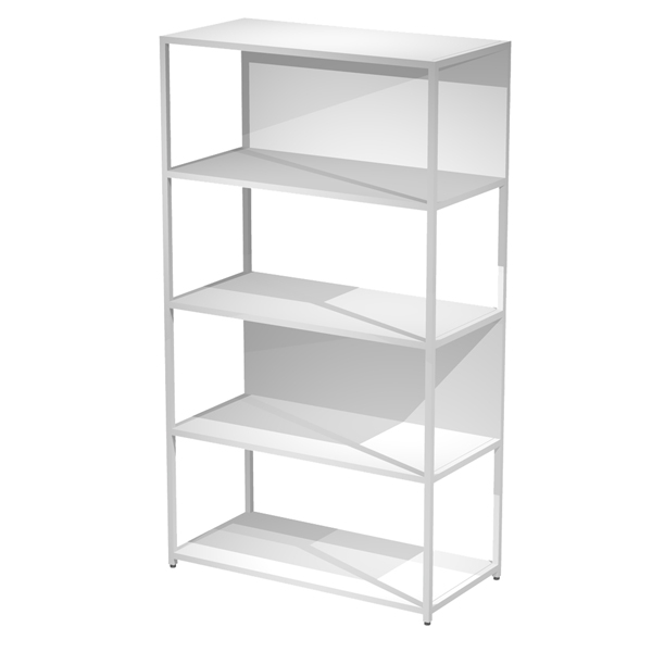  Libreria 5 ripiani Modular - 90 x 44 x 161 cm - struttura metal bianco - bianco 