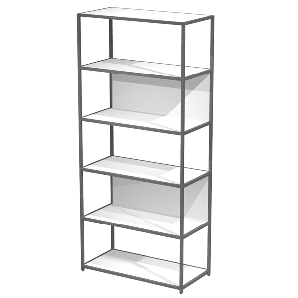  Libreria 6 ripiani Modular - 90 x 44 x 200 cm - struttura metal antracite - bianco 