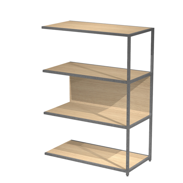  Modulo aggiuntivo per libreria Modular - 90 x 44 x 122 cm - struttura metal antracite - rovere 