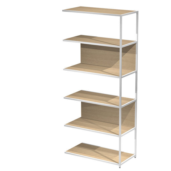  Modulo aggiuntivo per libreria Modular - 90 x 44 x 200 cm - struttura metal bianco - rovere 