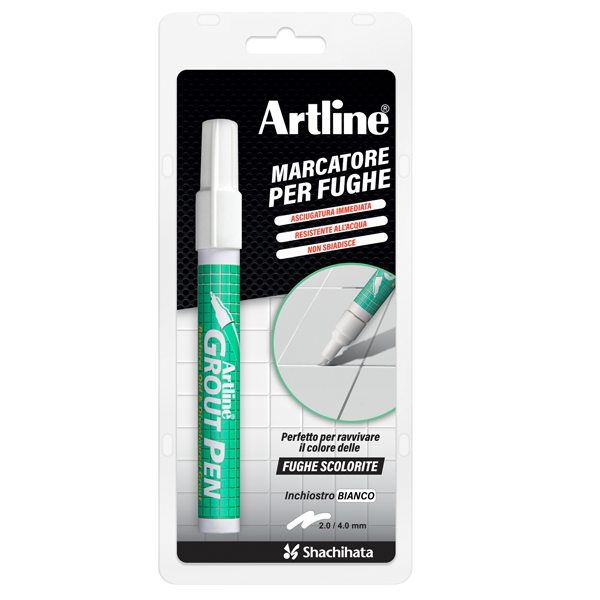  Marcatore permanente - per fughe Grout Pen - punta a scalpello - tratto 2,0-4,0 mm - bianco - Artline 