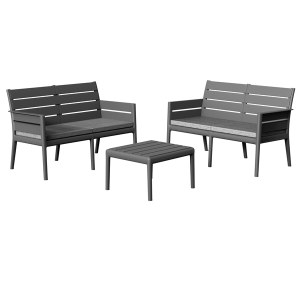  Salotto Panka - antracite - Grandsoleil - set 4 elementi 