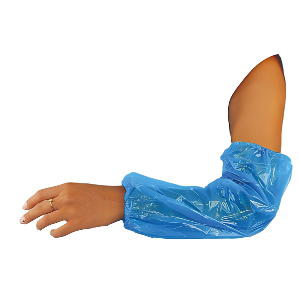  Coprimaniche monouso - 40 cm - LDPE - azzurro - Worker - conf. 100 pezzi 